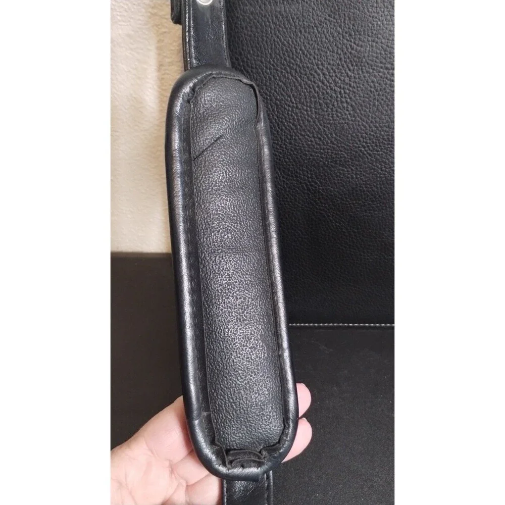 Samsonite Briefcase Laptop Bag Luggage Black Leather Telescoping Handle 13.5X12